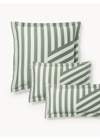 Pruhovaný povlak na polštář z bavlněného saténu se stojatým lemem Brendan Zelená Satén/mako-satén, Bavlna Š 45 cm, D 110 cm | Westwing Collection