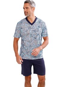 Panske Kr&aacute;tk&eacute; pyžamo ledov&aacute; modr&aacute;-n&aacute;mořnick&aacute; modr&aacute;-potisk ,velikost 60/62