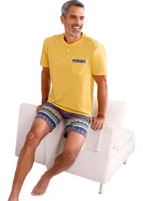 Panske Kr&aacute;tk&eacute; pyžamo z čist&eacute; bavlny žlut&aacute;-vzor ,velikost 60/62