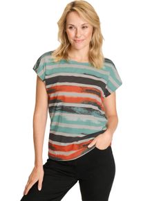 Damske Tričko s kulat&yacute;m v&yacute;střihem s odstupňov&aacute;n&iacute;m barev grafitov&aacute;-světle&scaron;ed&aacute;-potisk ,velikost 52