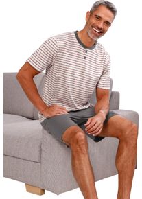 Panske Kr&aacute;tk&eacute; pyžamo s kr&aacute;tkou knofl&iacute;kovou li&scaron;tou antracitov&aacute;-tře&scaron;ňov&aacute;-proužek ,velikost 60/62