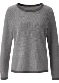 Damske Svetr s kulat&yacute;m v&yacute;střihem antracitov&aacute;-ecru-vzor ,velikost 46