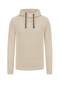 Velké Velikosti - Ragman - Baumlněný pletený svetr s límečkem Maseltov a vaflovou strukturou - 4XL - Bílá