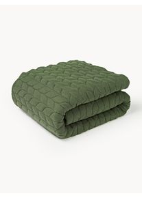 Pro&scaron;&iacute;van&yacute; flanelov&yacute; přehoz se struktur&aacute;ln&iacute;m vzorem Selby Zelen&aacute; Bavlna, Flanel &Scaron; 230 cm, D 250 cm (pro postele s rozměry až 180 x 200 cm) | Westwing