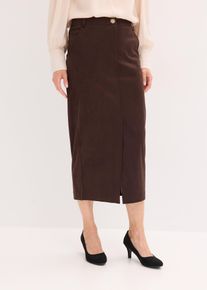 Pouzdrová sukně z imitace velurové kůže | Hnědá | Vel. 52 | umělá kůže| bonprix