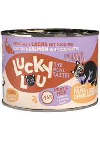 Lucky Lou Lifestage Adult Nassfutter mit Geflügel & Lachs, 6x200g