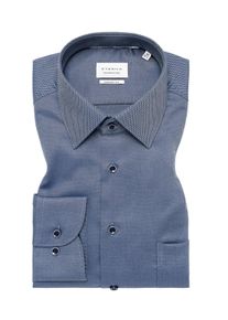 Velké Velikosti - Eterna - Košile z bavlny s jemným vzorem, extra dlouhá, střih Comfort Fit - 46SL - Modrá