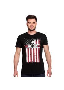 Top Gun - T-shirt nera con bandiera invecchiata - L - Nero