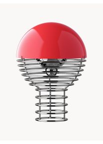 Verpan Malá přenosná stmívatelná stolní LED lampa Wire, Design Verner Panton Červená, Stříbrná Umělá hmota, Kov Ø 18 cm, V 25 cm