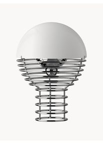 Verpan Malá přenosná stmívatelná stolní LED lampa Wire, Design Verner Panton Stříbrná, Bílá Umělá hmota, Kov Ø 18 cm, V 25 cm
