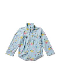 Tchibo - D&iacute;vč&iacute; fleecov&aacute; bunda - pro d&iacute;vky - vel. 122/128 - barva: modr&aacute;/květovan&yacute;