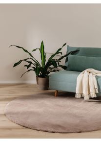 benuta Basic Furry Taupe &oslash; 120 cm Uni