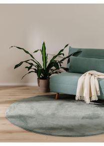 benuta Basic Uměl&eacute; kož&iacute;&scaron;kov&eacute; koberce Furry Zelen&aacute; &oslash; 80 cm kulat&yacute; Uni