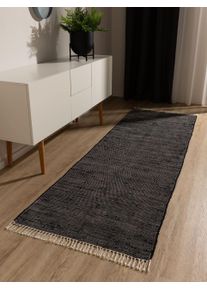 benuta Basic Koberec z recyklovan&eacute;ho materi&aacute;lu Tom Čern&aacute; 70x200 cm Uni,S tř&aacute;sněmi