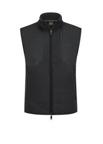 Velk&eacute; Velikosti - BOSS Green - Fleecov&aacute; vesta s pod&scaron;&iacute;vkou z uměl&eacute; kože&scaron;iny - 3XL - Čern&aacute;