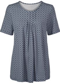 Damske Tunika roz&scaron;&iacute;řen&eacute;ho střihu tmavěmodr&aacute;-b&iacute;l&aacute;-potisk ,velikost 42