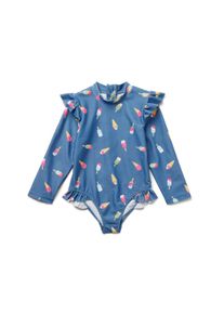 Tchibo - Dětské plavky s UV ochranným faktorem 80 - pro dívky - vel. 110/116 - barva: modrá/s potiskem