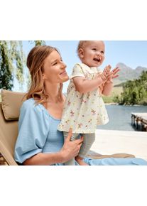 Tchibo - Legíny z biobavlny - pro ženy - vel. 98/104 - barva: modrá/květovaný