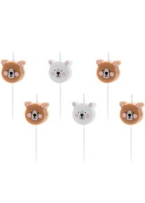partydeco Medv�dci - Sv��ky na dort 6 ks