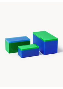 Sada úložných boxů Yuki, 3 díly Zelená, Modrá Akrylové sklo Sada různých velikostí | Westwing Collection