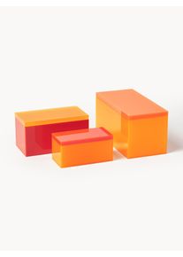 Sada úložných boxů Yuki, 3 díly Oranžová, Žlutá Akrylové sklo Sada různých velikostí | Westwing Collection
