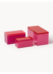 Sada úložných boxů Yuki, 3 díly Červená, Růžová Akrylové sklo Sada různých velikostí | Westwing Collection