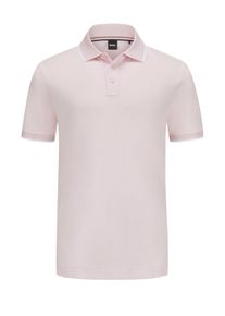 Velk&eacute; Velikosti - BOSS - Polo tričko v piqu&eacute; kvalitě s potiskem loga - 5XL - Růžově červen&aacute;