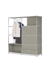 Tchibo - Kovová šatní skříň »Cn3« se 2 výklopnými dvířky a 2 zásuvkami - barva: šedá