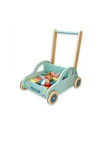 Dřevěný chodítko s kostkami autíčko