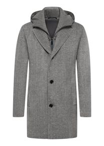 Tom Rusborg OF COPENHAGEN Velké Velikosti - Tom Rusborg - Kabát ze směsi vlny s kapucí a rybí kostí - 66 - Světle šedá