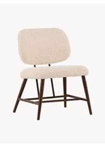 Venture Design Plyšové křeslo s dřevěným vzhledem Midland, čalouněné Bílá Š 58 cm, V 84 cm