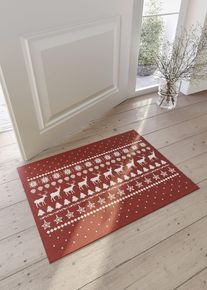 Rohožka s vánočním natištěným designem | Červená | Vel. 35x55 cm | bonprix