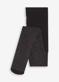 Transparentn&iacute; punčochov&eacute; kalhoty s třpytiv&yacute;m vzorem 20 DEN | Čern&aacute; | Vel. 36/38 (S) | bonprix