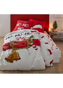 Napínací prostěradlo s vánočními čepicemi | Bílá | Vel. 100x200 cm | 100% bavlna| bonprix