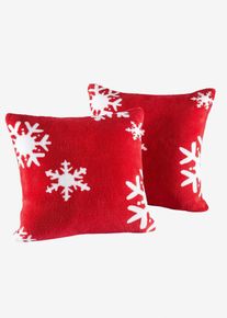 Měkká deka se sněhovými vločkami | Červená | Vel. 40x40 cm | bonprix