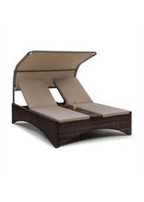 Blumfeldt Eremitage Double Lounger, lehátko pro 2 osoby, hliníkový rám/ratan, hnědé