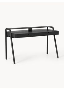 Psací stůl Evrak Černá Dřevo, Masivní dřevo Š 139 cm, H 65 cm | Westwing Collection