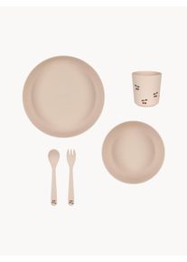 Konges Slojd Sada dětského nádobí Cherry, 5 dílů Pudrová Umělá hmota Sada s různými velikostmi