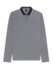 Velk&eacute; Velikosti - BOSS - Poloko&scaron;ile s dlouh&yacute;m ruk&aacute;vem z bavlněn&eacute;ho pik&eacute; - 3XL - N&aacute;mořnick&aacute; Modr&aacute;