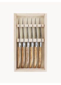 Laguiole by André Verdier Ručně vyrobené satinované nože Essentiel, 6 ks Světlé dřevo, Stříbrná Dřevo, Kov D 23 cm