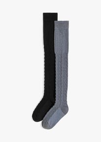 Nadkolenky s organickou bavlnou (2 p&aacute;ry) | Čern&aacute; | Vel. 39-42 | bonprix