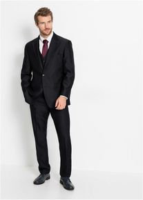 Oblek s vestou a kravatou (4d&iacute;ln&aacute; souprava) Regular Fit | Čern&aacute; | Vel. 48 | bonprix