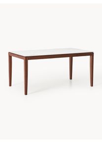 Jídelní stůl s deskou v mramorovém vzhledu Jackson, různé velikosti Bílá Dřevo, Keramika, Mramor, Masivní dřevo Š 160 cm, H 90 cm | Westwing