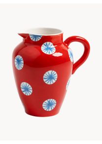 &k Amsterdam Ručně malovaný džbán Festivo Červená, Bílá Keramika 1,5 l