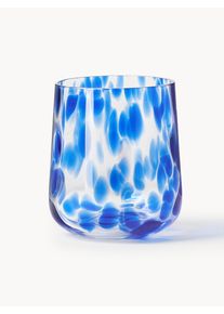Sada ručně vyrobených sklenic na vodu s puntíkovaným vzorem Oakley, 4 díly Modrá Sklo Ø 9 cm, V 10 cm, 370 ml | Westwing Collection