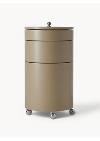 Verpan Kulatá skříňka na kolečkách Barboy, design Verner Panton Béžová Dřevo Ø 38 cm, V 73 cm