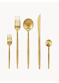 Sada matně kartáčovaných příborů Shimmer, sady v různých velikostech Zlatá Nerezová ocel Pro 4 osoby (20 dílů) | Westwing Collection