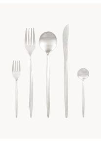 Sada příborů ve stříbrné barvě Shimmer, sady v různých velikostech Stříbrná Nerezová ocel Pro 1 osobu (5 dílů) | Westwing Collection
