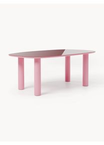 Jídelní stůl se skleněnou deskou Beni Červená, Pudrová Dřevo, Sklo Š 200 cm, H 110 cm | Westwing Collection