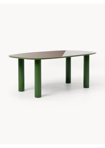 Jídelní stůl se skleněnou deskou Beni Zelená, Pudrová Dřevo, Sklo Š 200 cm, H 110 cm | Westwing Collection